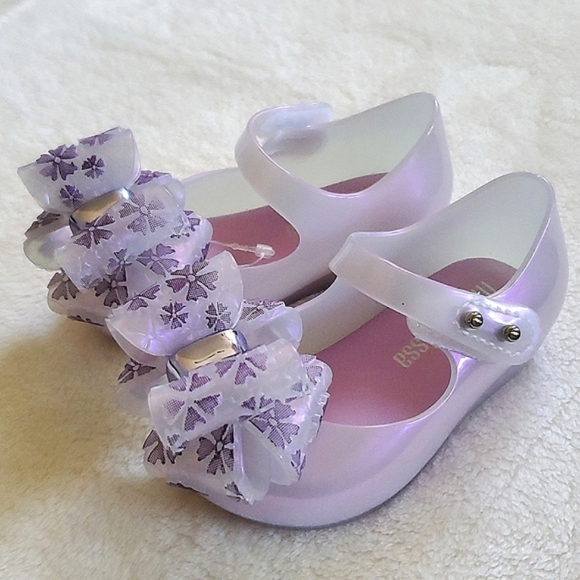 New Without Tags Mini Melissa Lavender Bow Jelly Shoes Baby Girl Size 5 - Picture 3 of 10